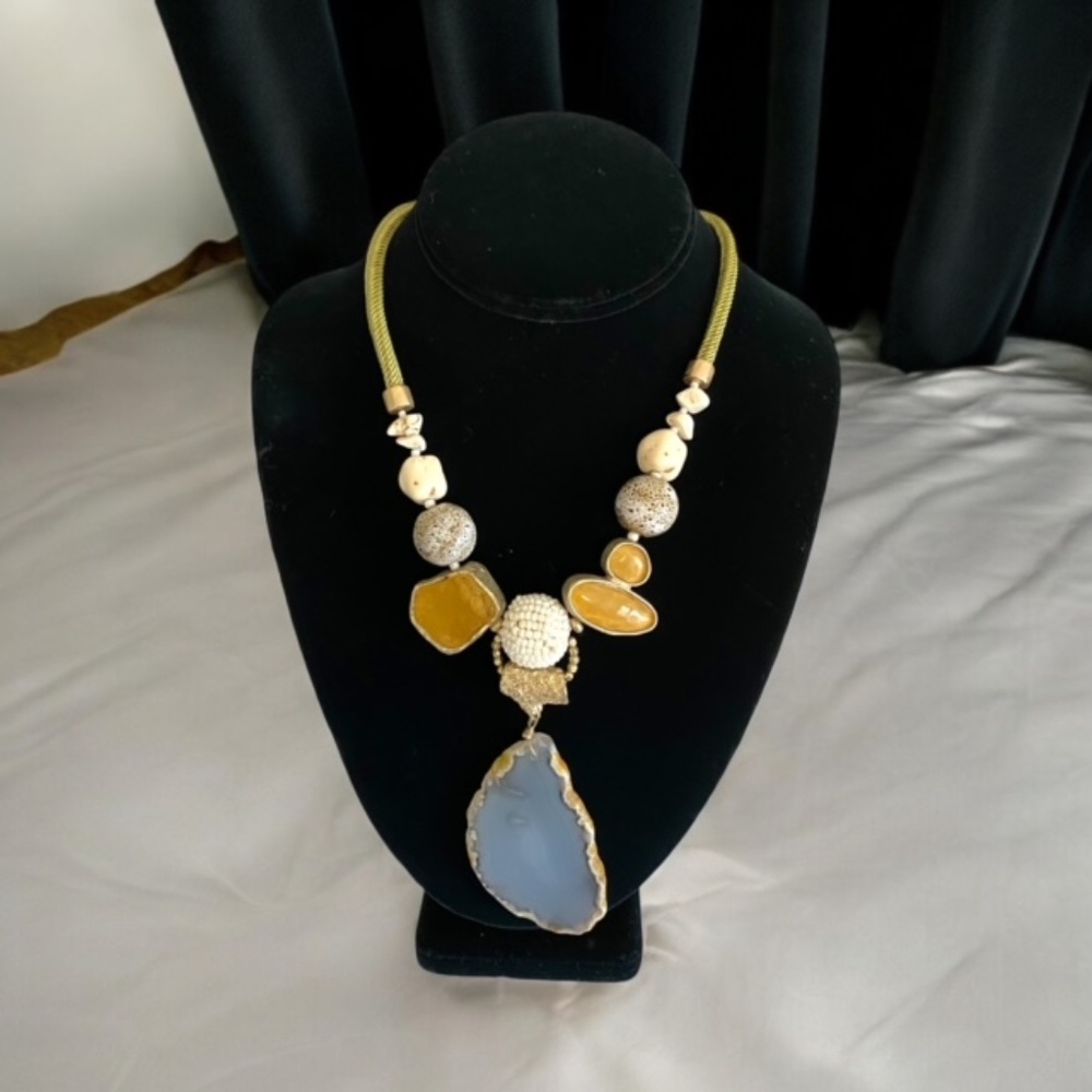 CHICO's Blue Agate and Mixed Stones Statement Necklace